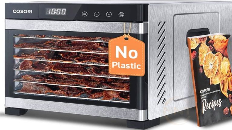 COSORI 7-Tray Food Dehydrator with 600W power and large 6.5 inch drying space in silver color