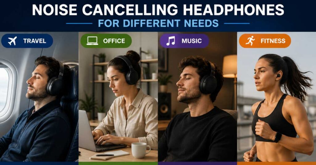 noise cancelling headphones for travel office music and fitness
