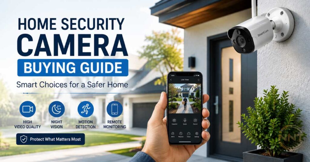 home security camera system protecting a modern house