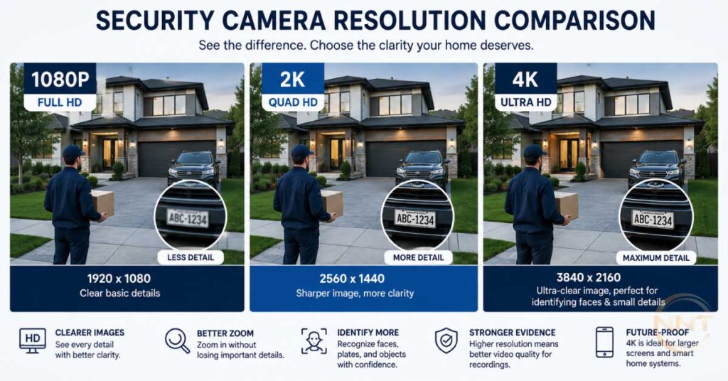 1080p vs 2K vs 4K security camera resolution comparison